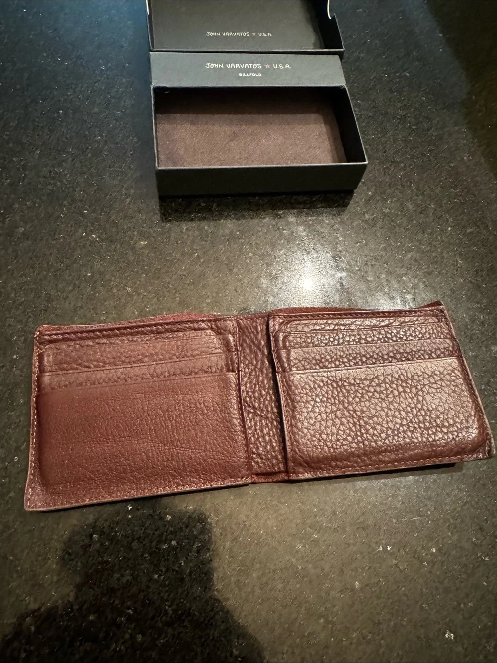 John Varvatos Brown Pebbled Leather Bifold Wallet